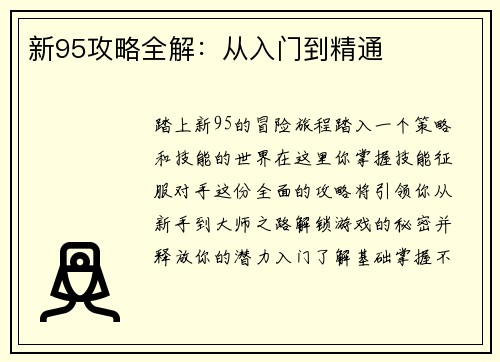 新95攻略全解：从入门到精通